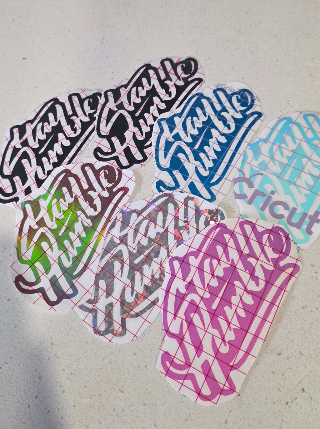 Stay Humble decal in premium outdoor vinyl with weather-resistant finish on a clean surface