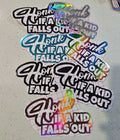 Car decal with text "Honk If A Kid Falls Out" for humorous parenting message on family vehicles