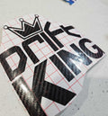 Drift King decal on car window featuring sleek design and durable outdoor vinyl