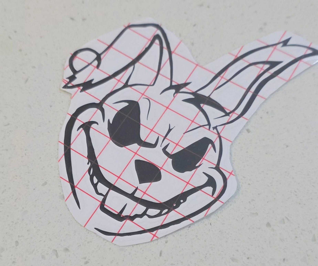 Skull Bunny decal with cute bunny ears and mischievous skull face on outdoor-grade vinyl